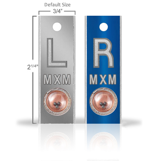 Aluminum Position Indicator X Ray Markers, With Your Choice Of Metallic Color Background